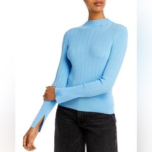 rag & bone Light Blue Ribbed Mock Neck Sweater